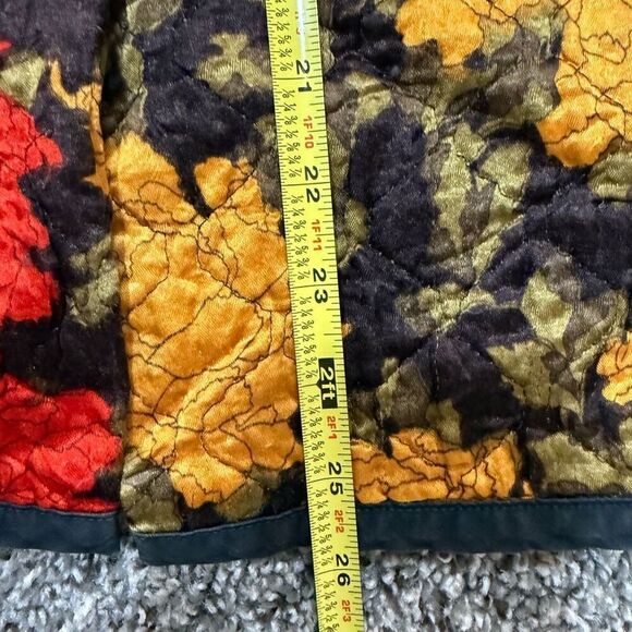 Vintage 1960s Quilted Floral Butterfly Jacket Red Yellow Blazer Medium - Picture 8 of 8